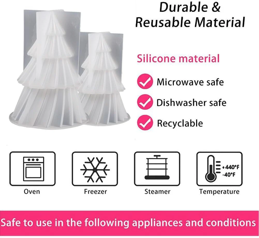 3D Christmas Tree Silicone Resin Mold – DIY Epoxy Decorative Candle & Craft Casting Mold - Image 5