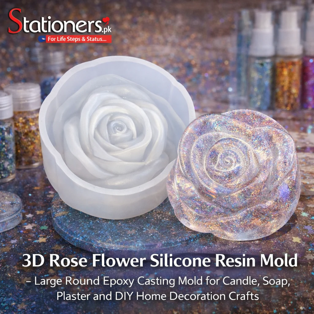 3D Rose Flower Silicone Resin Mold – Large Round Epoxy Casting Mold for Candle, Soap, Plaster and DIY Home Decoration Crafts