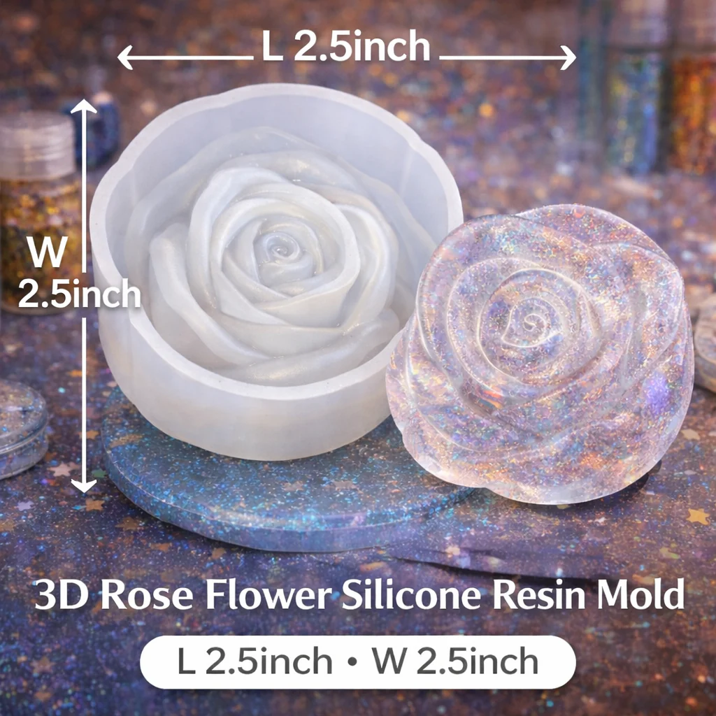 3D Rose Flower Silicone Resin Mold – Large Round Epoxy Casting Mold for Candle, Soap, Plaster and DIY Home Decoration Crafts - Image 2
