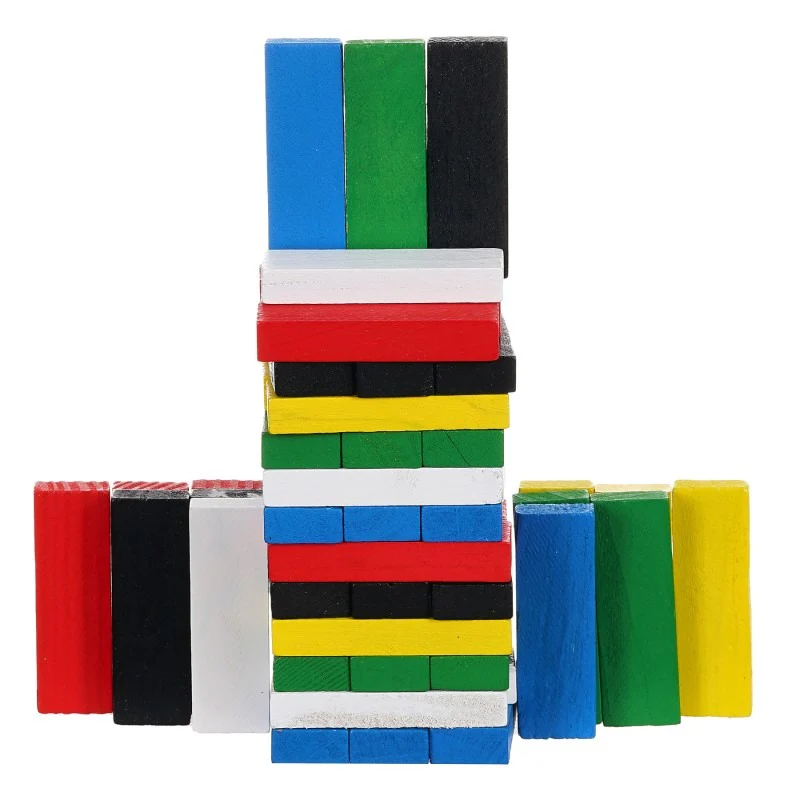 54-Piece Colorful Wooden Jenga Game – Fun, Interactive, Classic Stacking Toy for Kids' Entertainment and Skill Development - Image 4