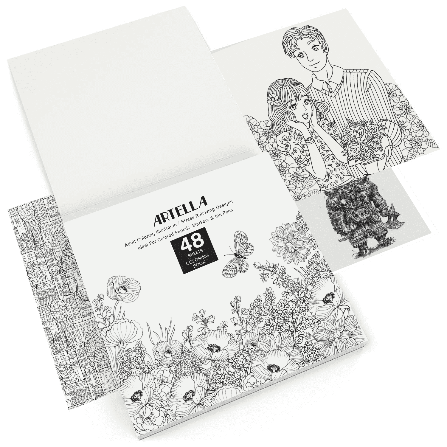Artella Adult Coloring Book 48 Design 7 x 9.5 inches. - Image 4