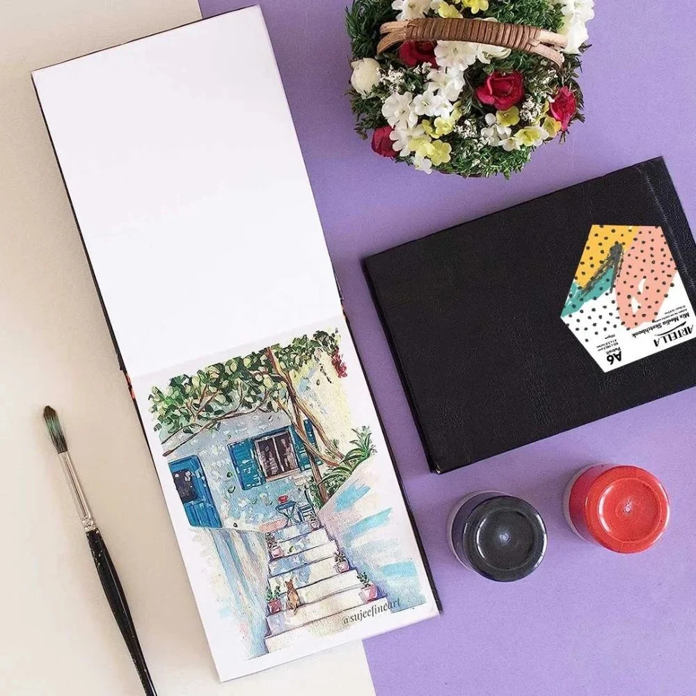 Artella Mix Media Sketchbook A6 Size 250gsm 32 Sheets For Acrylic Oil & Watercolor - Image 5