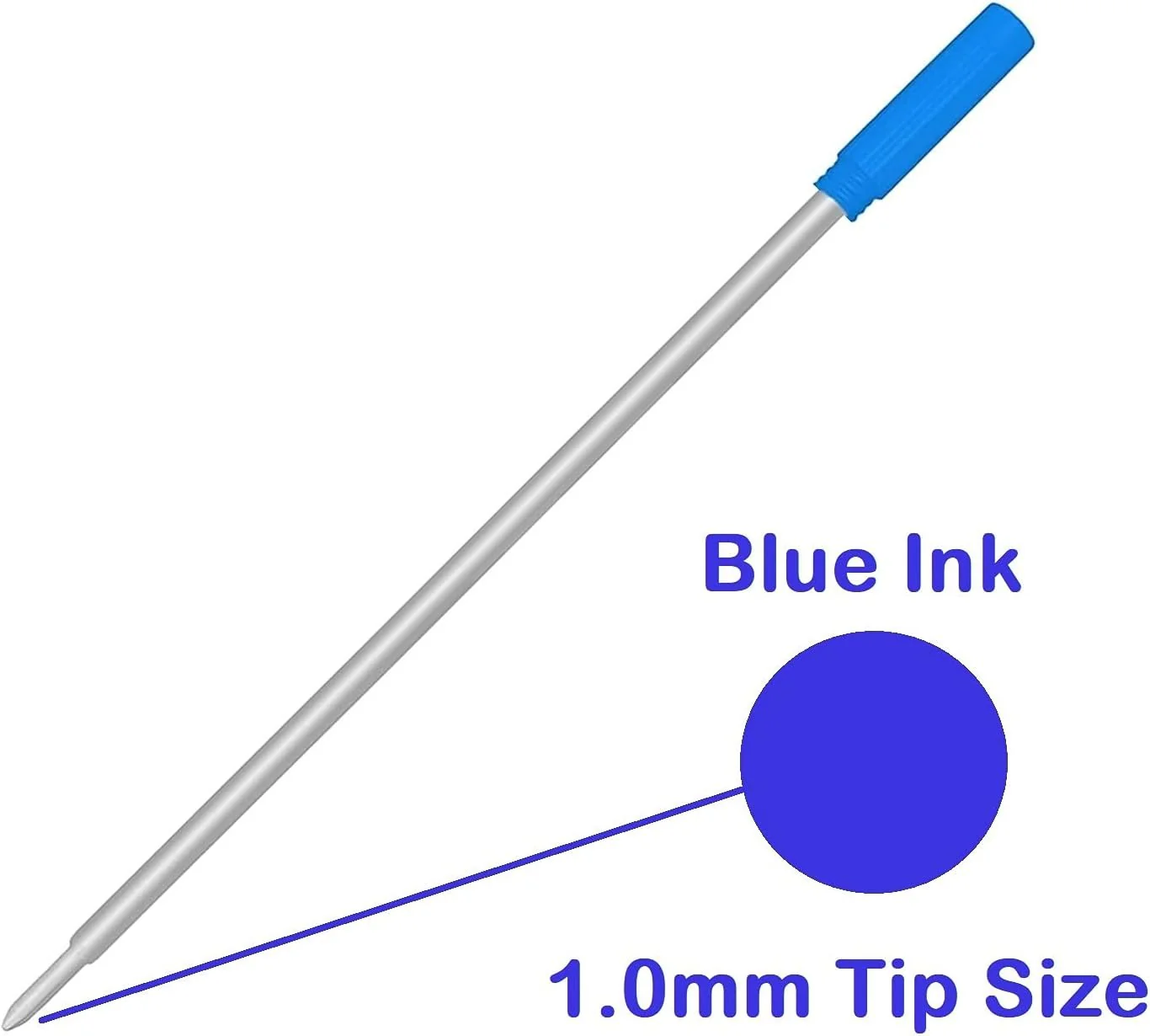 Blue Ink Ball Pen Refill – 1.0mm Smooth Writing Tip 10pcs - Image 2