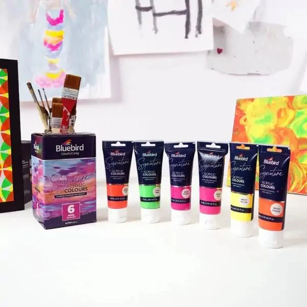 Bluebird Signature Acrylic Colours – 75 ml – Set of 6 NEON - Image 3