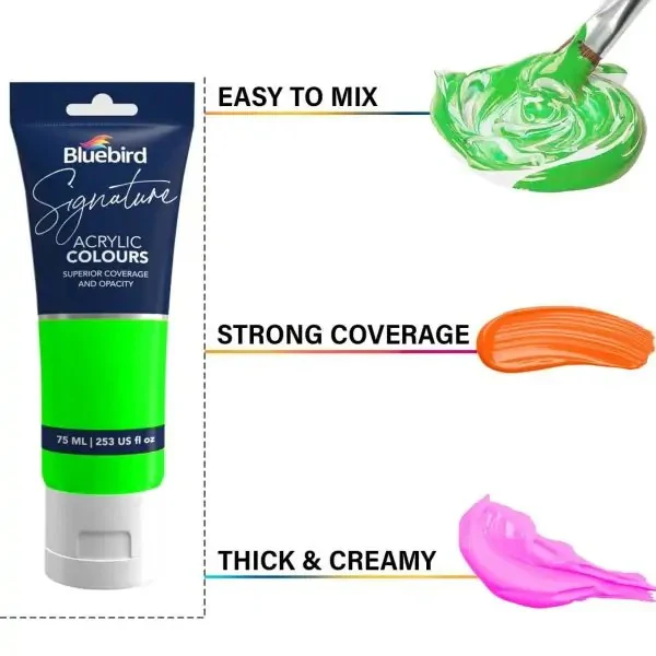Bluebird Signature Acrylic Colours – 75 ml – Set of 6 NEON - Image 5