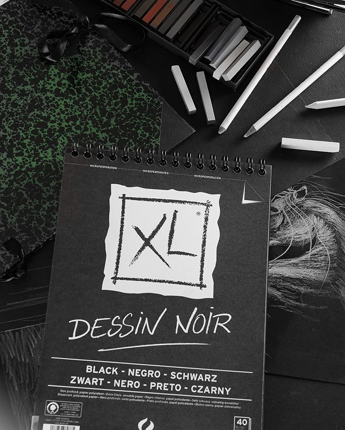 Canson XL Dessin Noir Black Paper Sketch Pad - Image 2