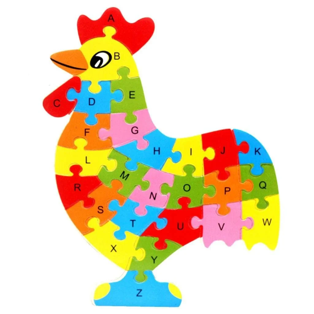 Chicken Wooden Educational Alphabet & Numbers Jigsaw Puzzle - Image 2