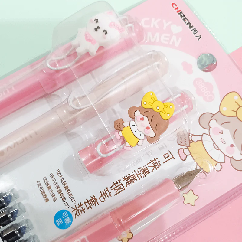 CHREN Cute Fountain Pen Set Of 3 With Ink Refill - Image 3