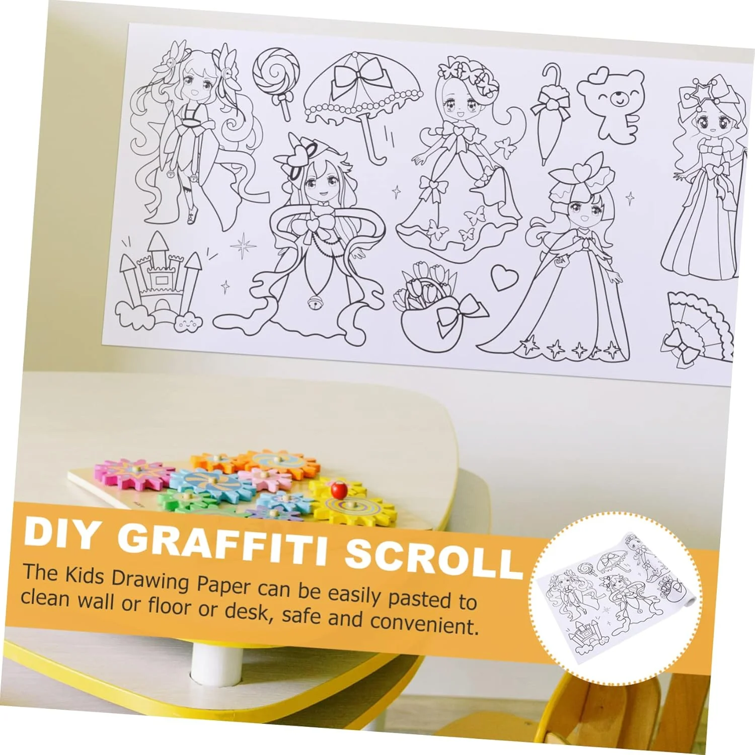 Craffiti Scroll for Children 300x3000mm Wall Sticker Drawing Roll | Reusable Graffiti Coloring Wall Paper for Kids (3+ Years) - Image 5