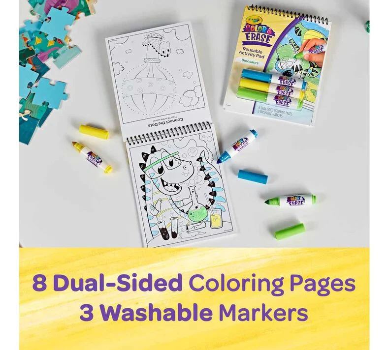 Crayola Dinosaur Color and Erase Reusable Activity Pad with Markers 811491 - Image 6