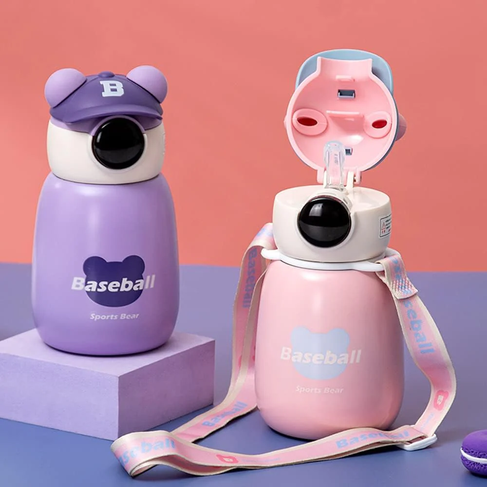 Cute Bear Portable Water Bottle with Adjustable Strap 650ml - Image 3