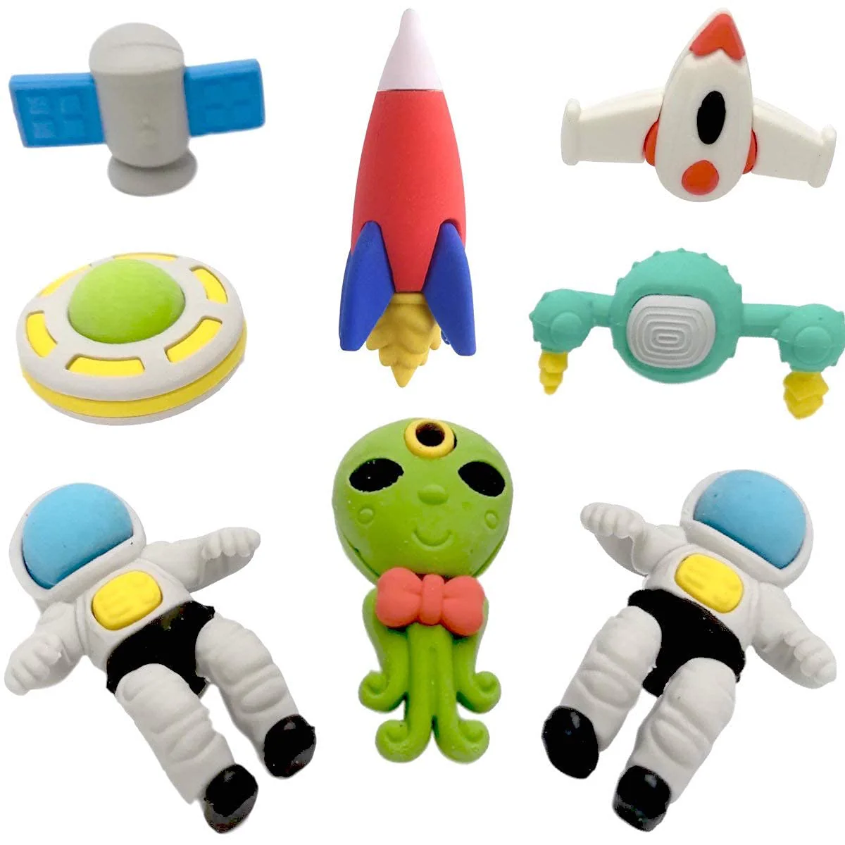 Cute Cartoon Alien Spaceship Erasers for Kids 4Pcs Set - Image 4