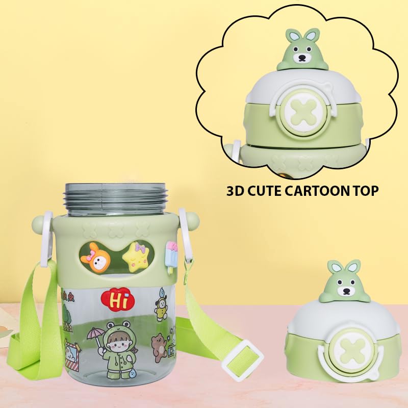 Cute Cartoon Bear on Top Water Bottle with Sipper BPA Free Bottle - Image 2