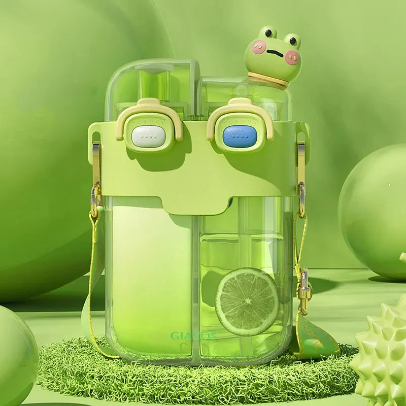 Magnum Cute Cartoon Double Portable Drinking plastic water bottle with belt - Image 4