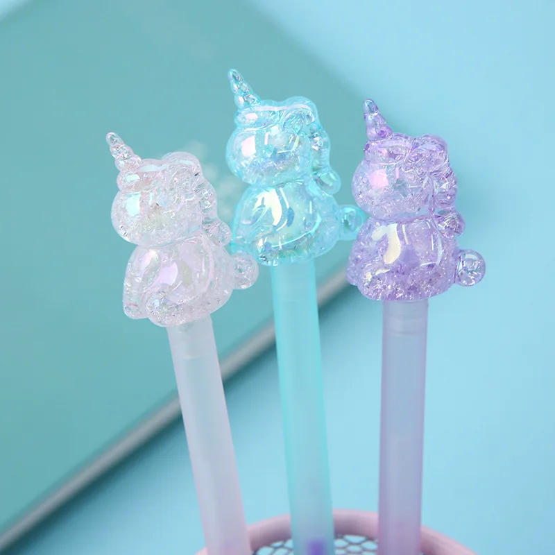 Cute Crystal Unicorn Rainbow Colors Glitter Gel Pen - Image 2