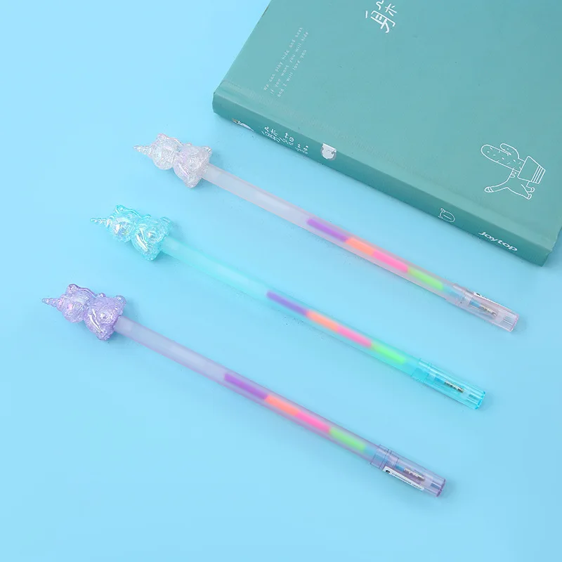 Cute Crystal Unicorn Rainbow Colors Glitter Gel Pen - Image 3