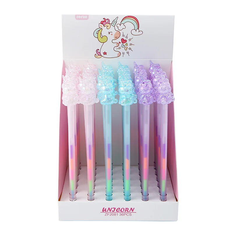 Cute Crystal Unicorn Rainbow Colors Glitter Gel Pen - Image 4