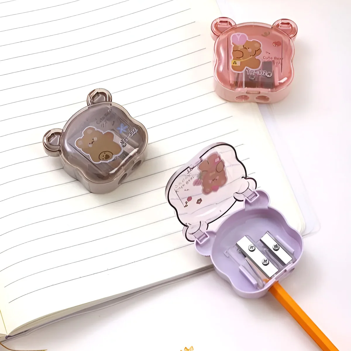 Cute Little Bear Shaped Double Hole Pencil Sharpener - Image 6