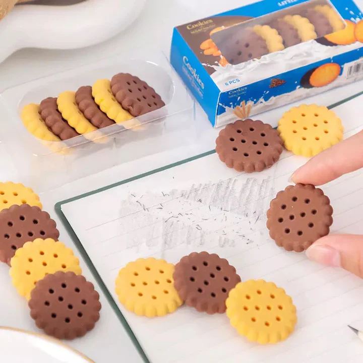 Cute Little Cookie Pencil Erasers for Kids Set of 6 - Image 3