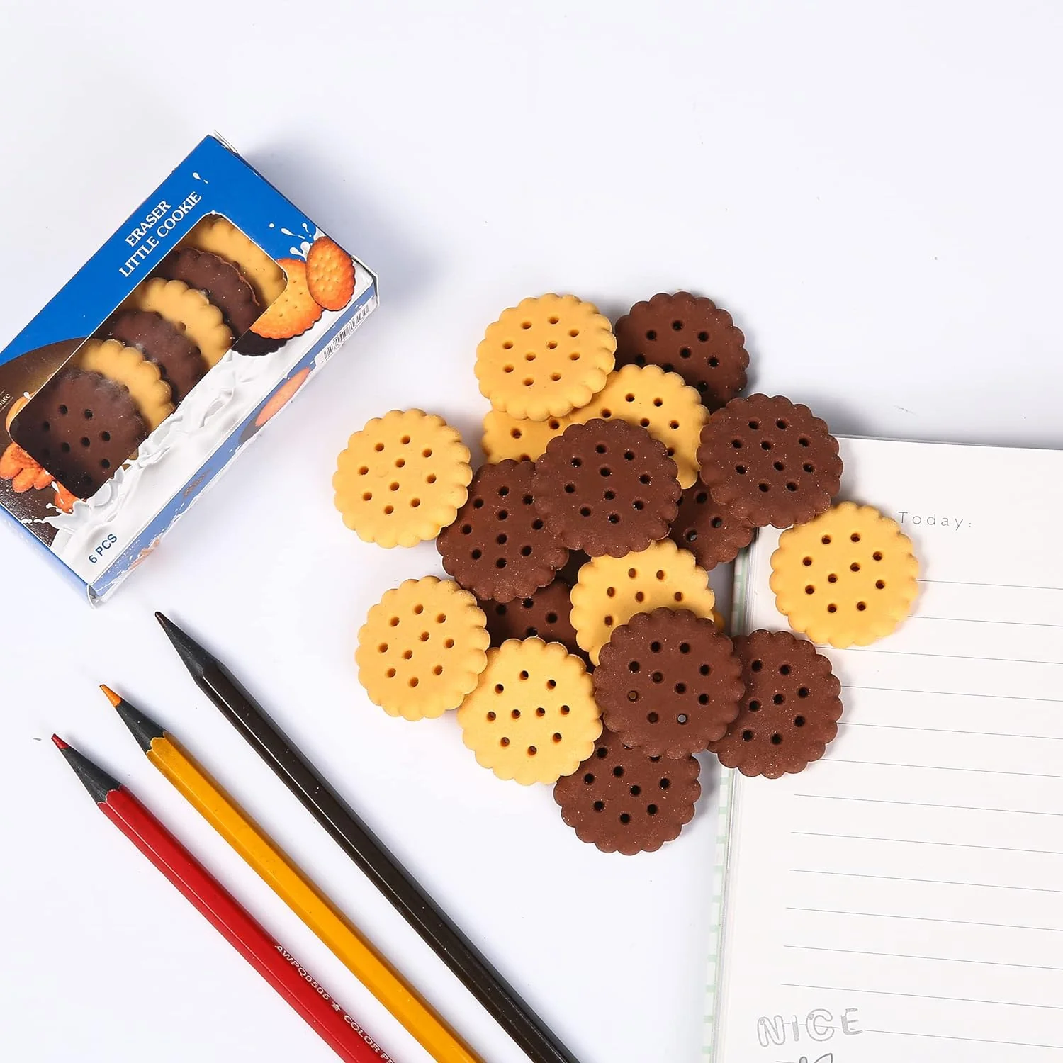 Cute Little Cookie Pencil Erasers for Kids Set of 6 - Image 5