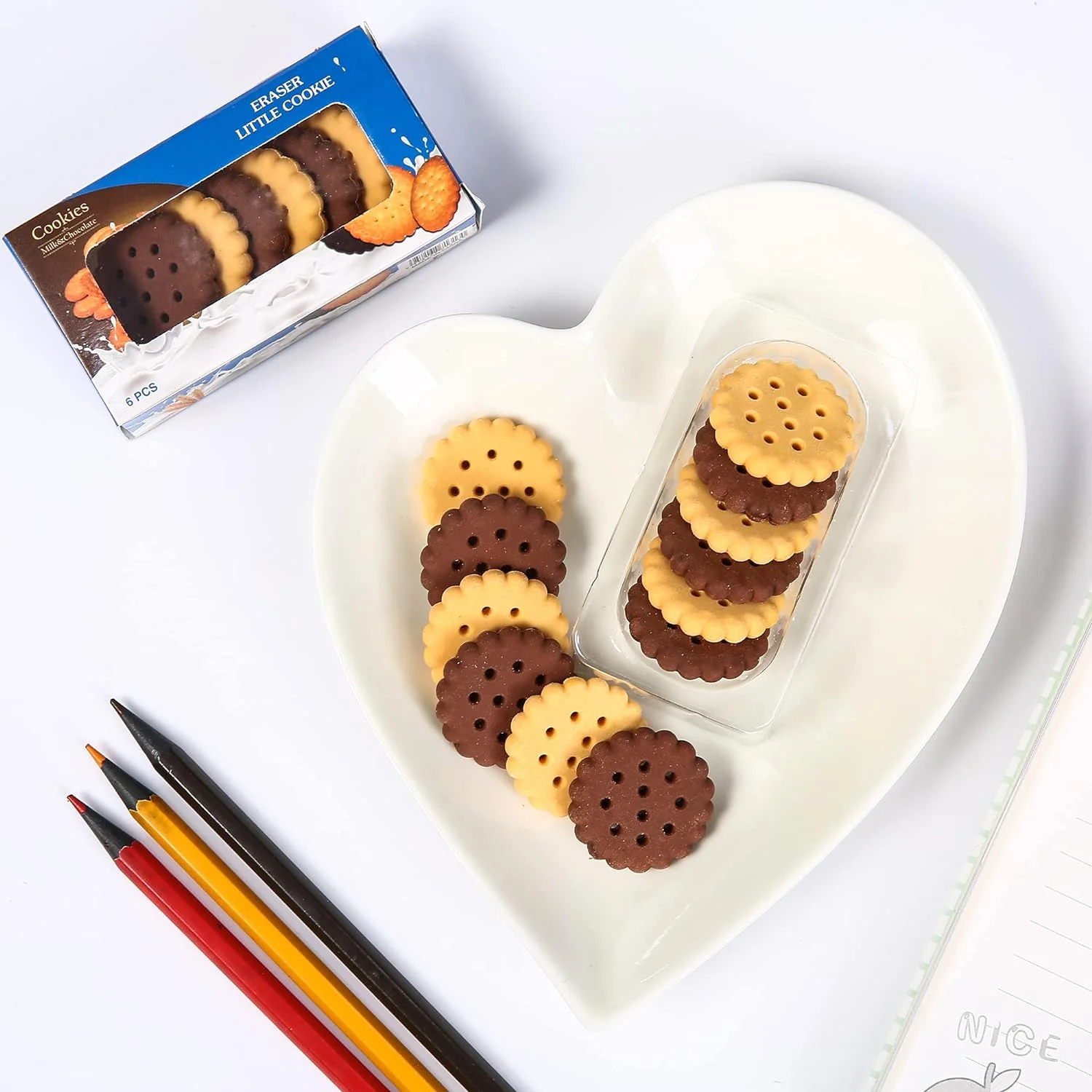 Cute Little Cookie Pencil Erasers for Kids Set of 6 - Image 6