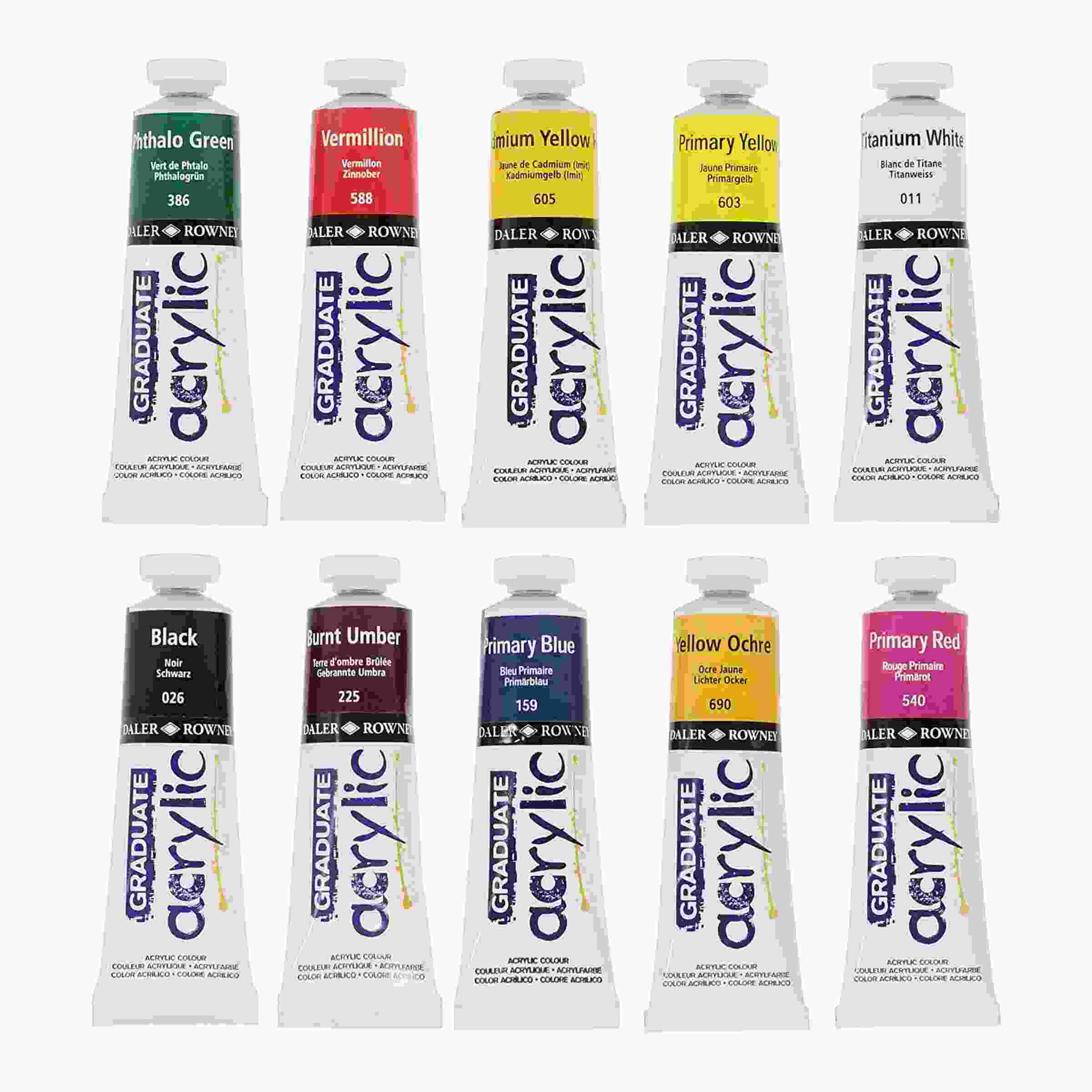 Daler Rowney Graduate Acrylic Paints 38ml Set of 10 - Image 2