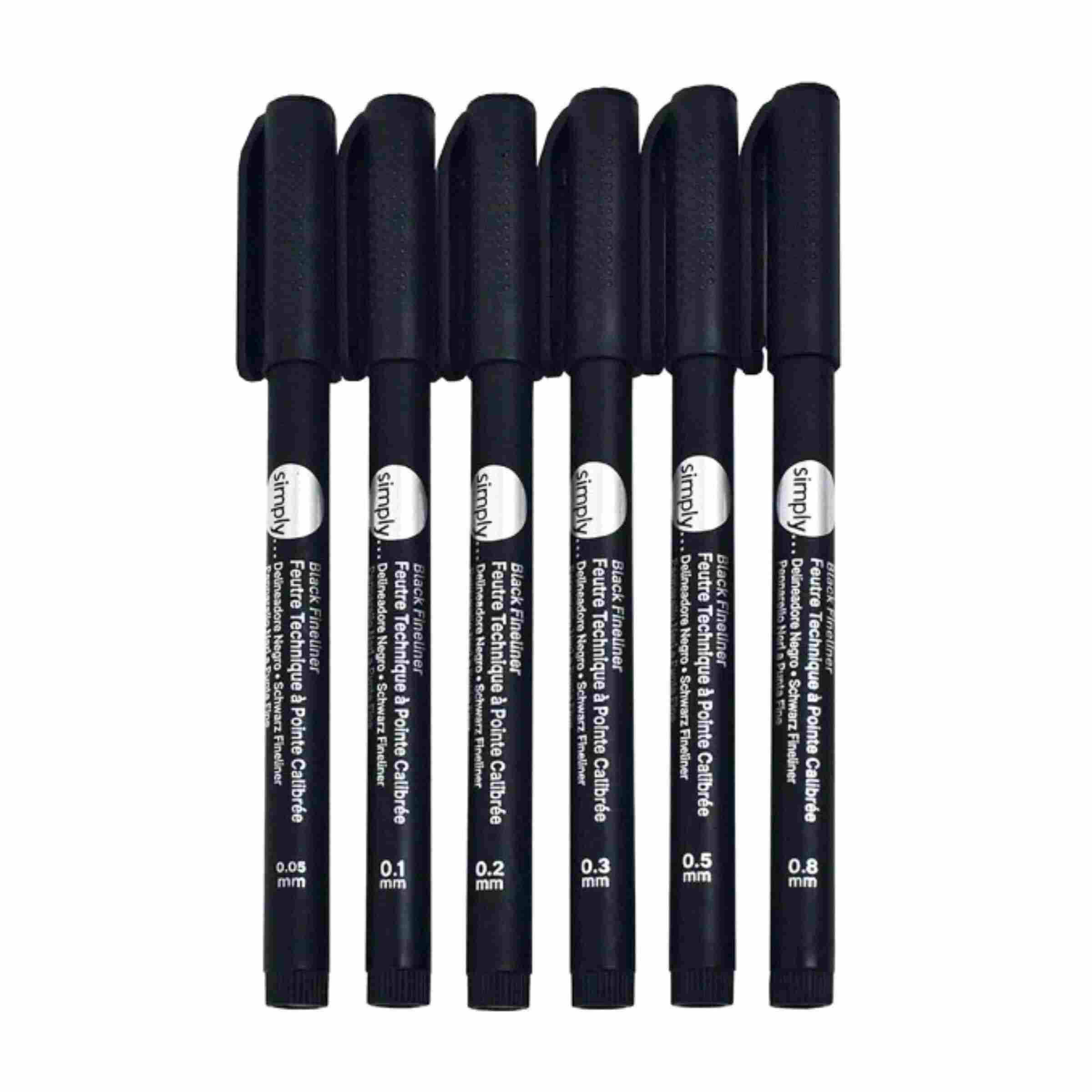 Daler Rowney Simply Black Fineliner Pen Set of 6 Pcs - Image 3