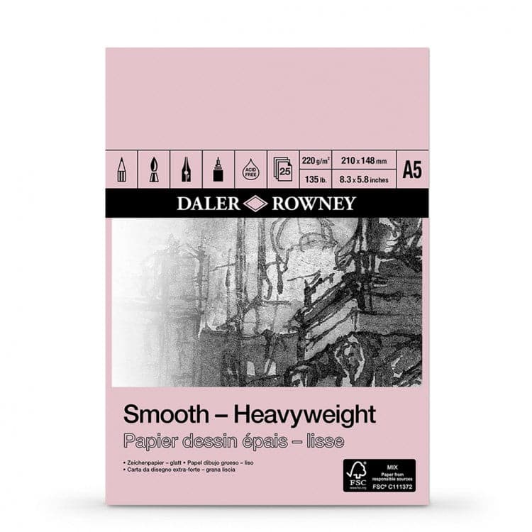 Daler Rowney Smooth Heavyweight Pad 220gsm 25 Sheets - Image 3