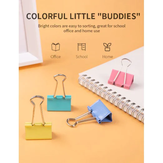 Deli Colorful Binder Clip 32mm E8553A Pack of 24 - Image 3