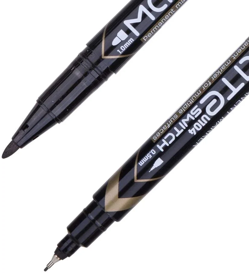 Deli Dual Tip Permanent Marker Black U10420 - Image 2