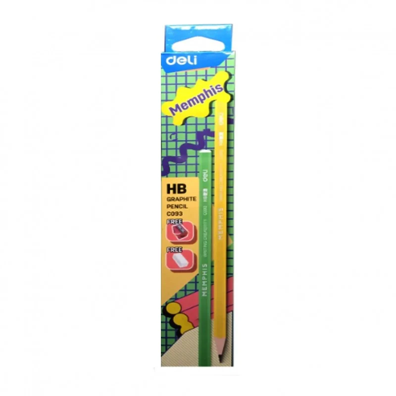 Deli HB Graphite Pencils C093 with Eraser and Sharpener - Image 2