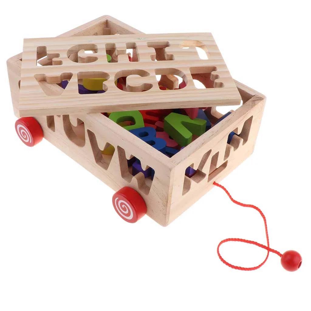 Digital Alphabet Pulling Car Wooden Box - Image 3