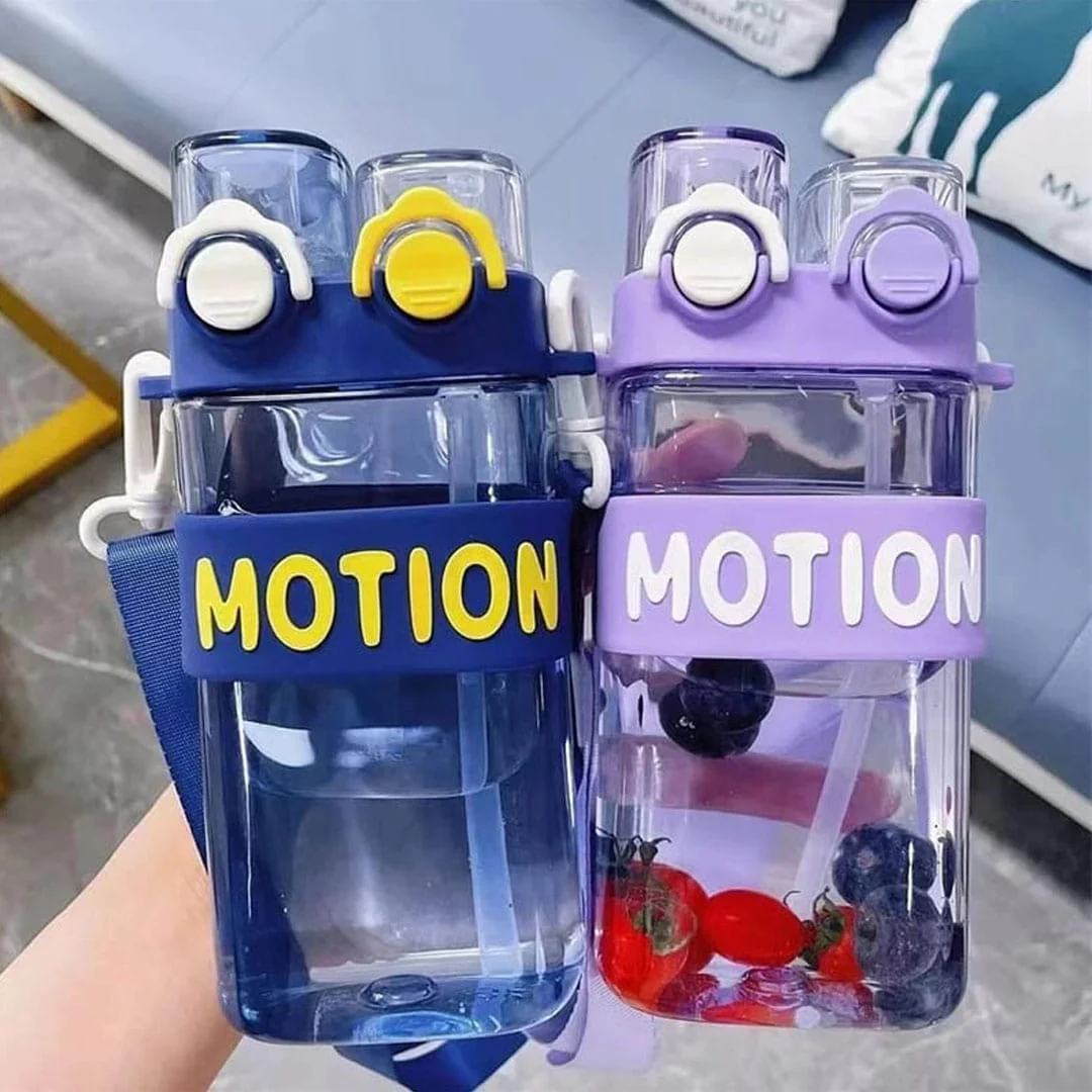 Double Way Drinking Plastic Water Bottle with Jumping Cap 550ml - Image 2