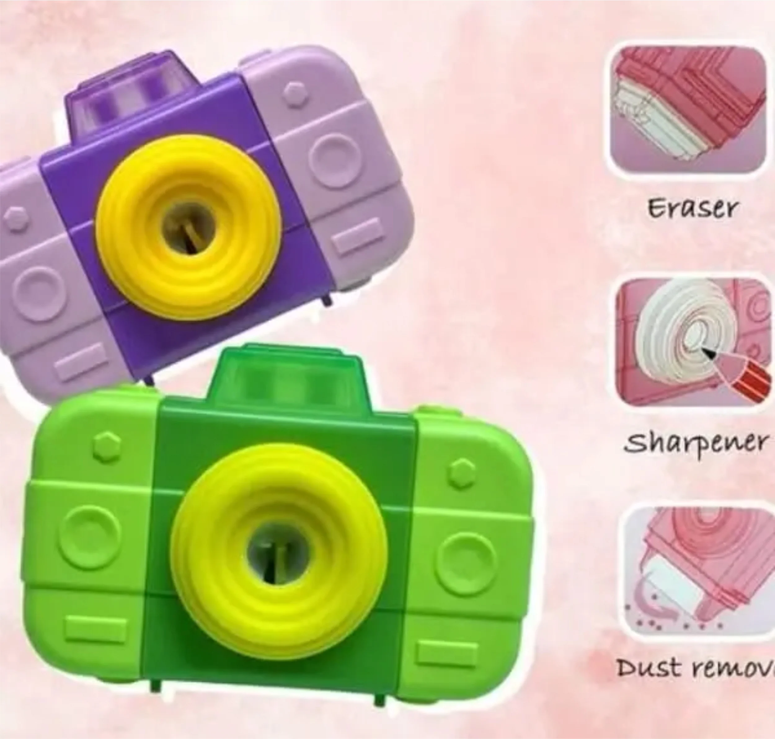 Eraser + Sharpner Fancy Camera Shape 1pc # YL231546 - Image 2