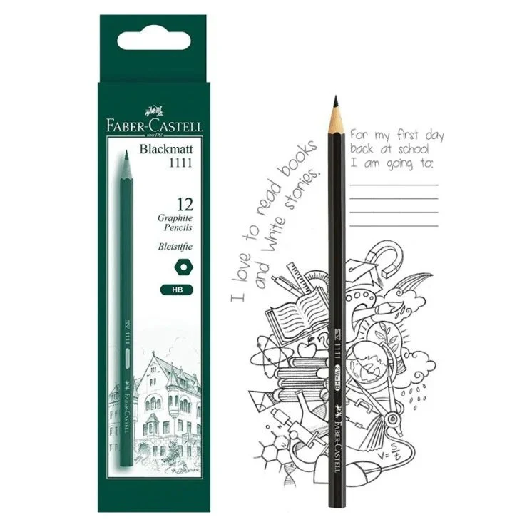 Faber Castell Black Matt Graphite Pencil HB 1111 Pack of 12 (This item is in stock. If you’d like to order, please contact us on WhatsApp. Orders are placed there, and payment must be made in advance)