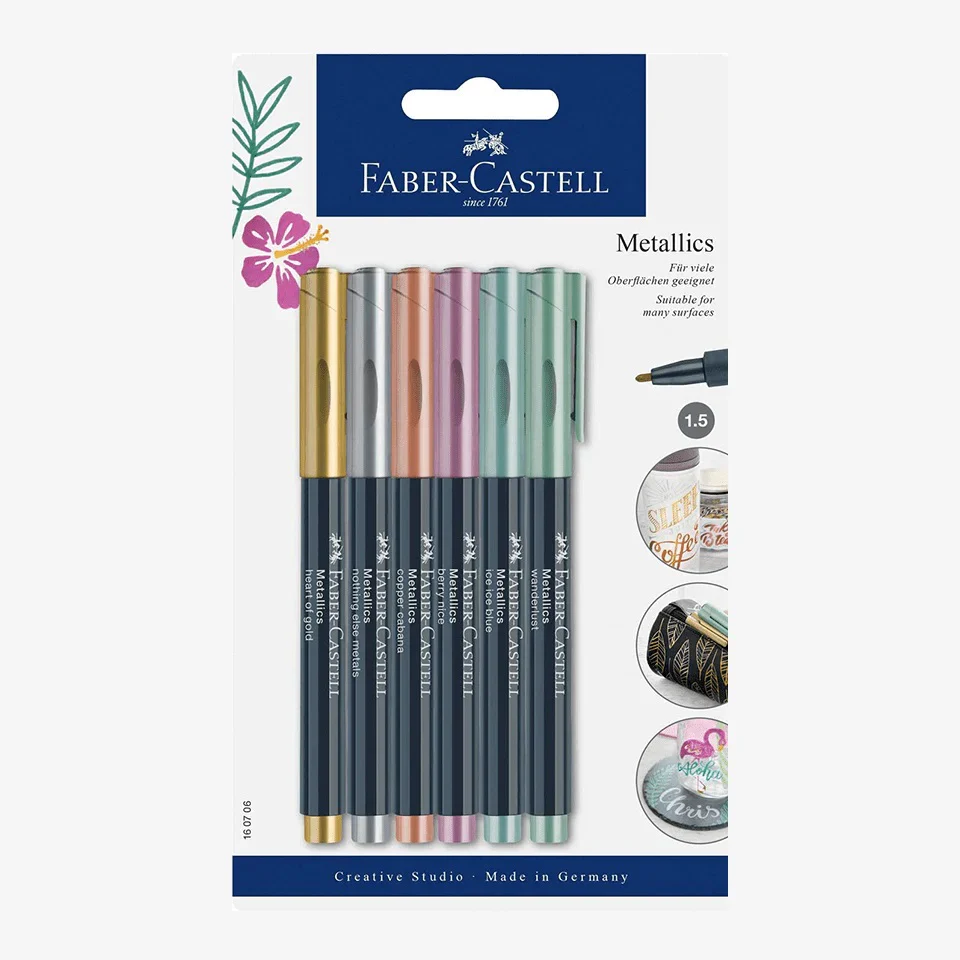 Faber Castell Metallic Color Marker Set Of 6pcs (This item is in stock. If you’d like to order, please contact us on WhatsApp. Orders are placed there, and payment must be made in advance)