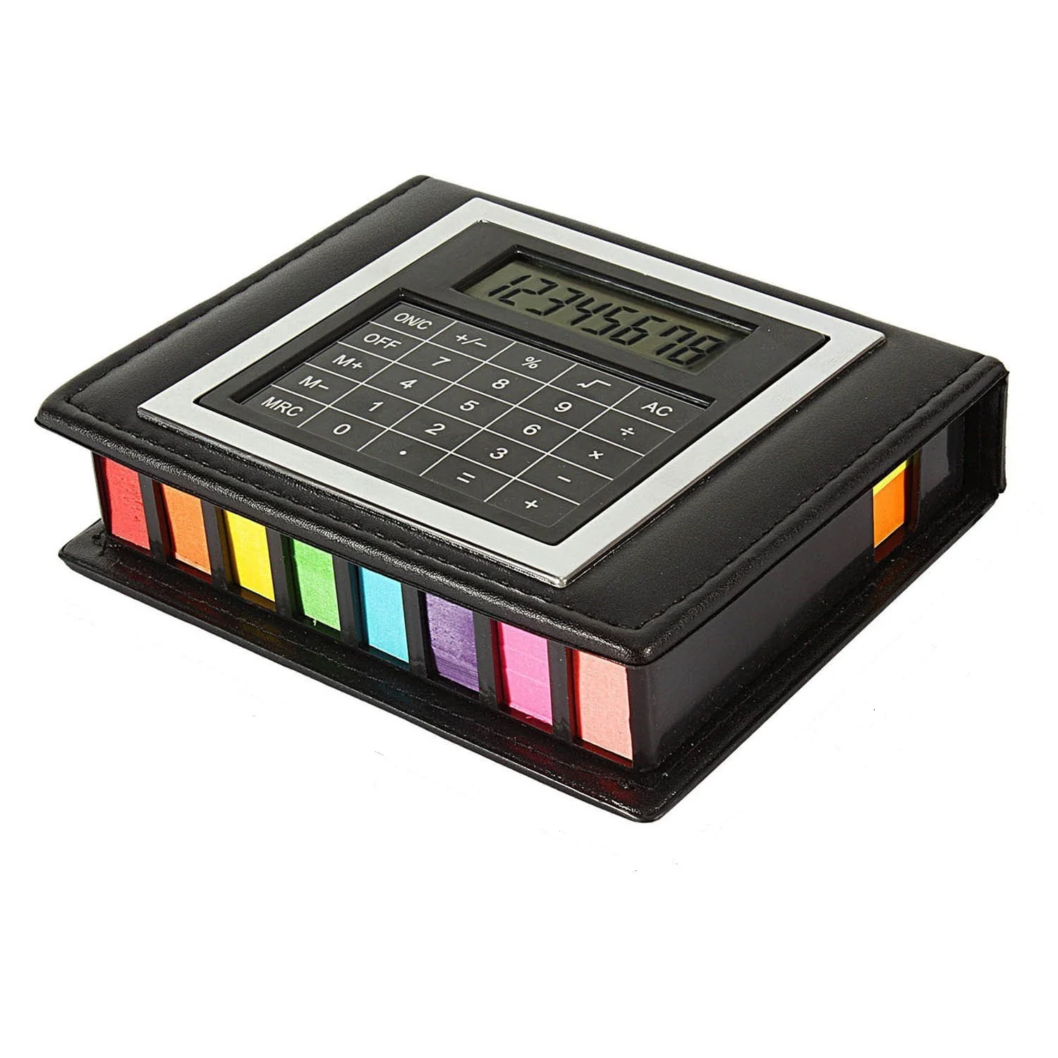 Faux Leather Sticky Note Memo Pad Case with Calculator - Image 3
