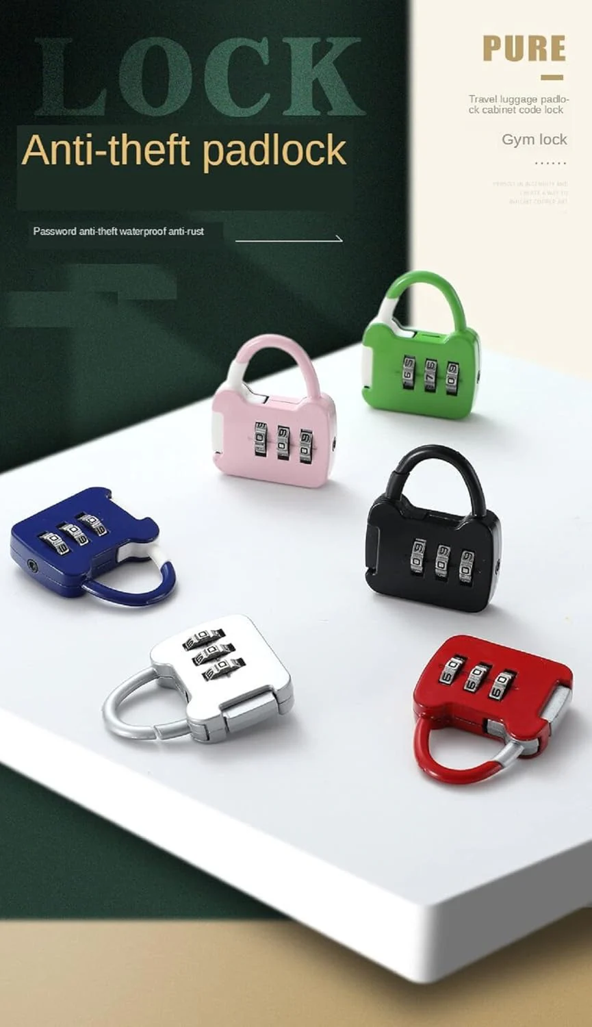 FunBlast 3-Digit Password Lock – Keyless Mini Padlock for Luggage, Travel & Briefcases 1pc - Image 5
