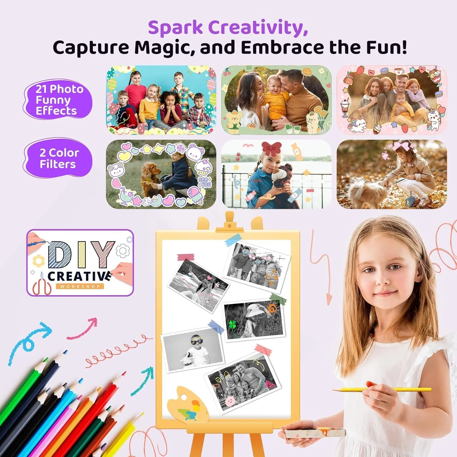 Instant Print Camera for Kids, Birthday Gifts for Girls and Boys Ages 3-12 - 1080P Video Camera for Kids, Gift Ideas for Boys Ages 3 4 5 6 7 8 9 10 11 12 -(Black) - Image 5