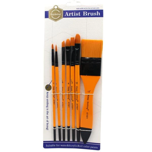 Keep Smiling Acrylic Mixed Paint Brushes Pack of 7 - Image 2