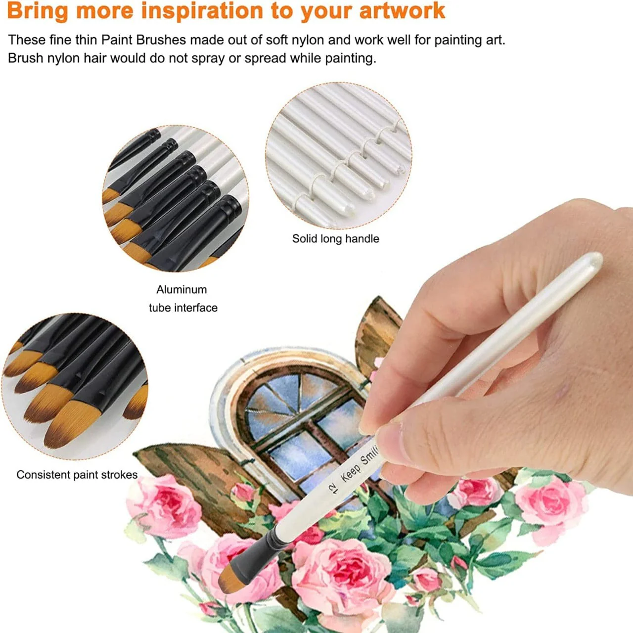 Keep Smiling Filbert Paint Brush Pack of 6 - Image 2