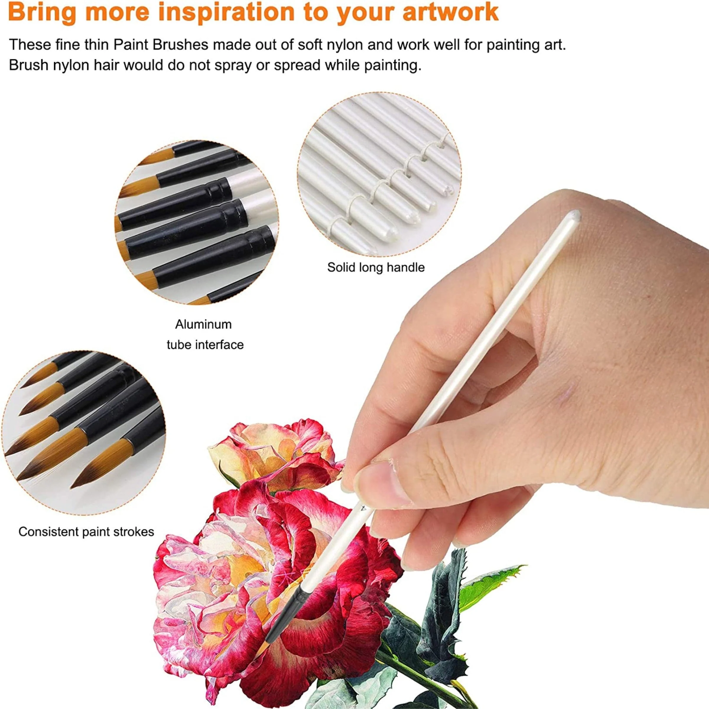 Keep Smiling Professional Round Tip Paint Brush Pack of 12 - Image 3
