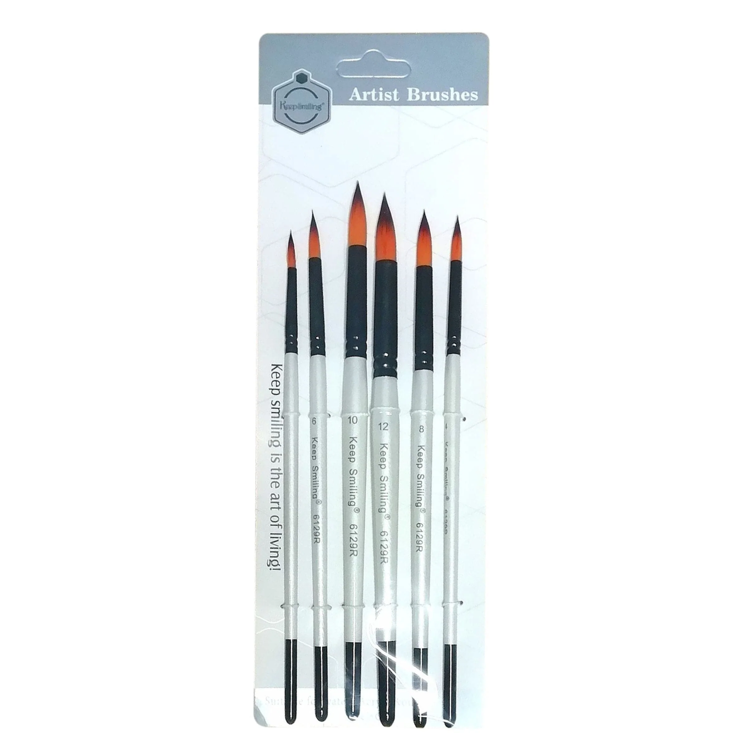 Keep Smiling Round Tip Paint Brush Pack of 6 - Image 3