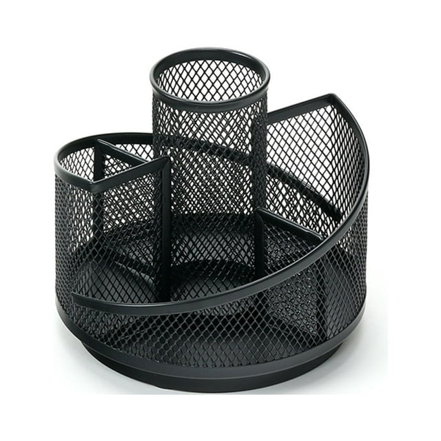 Metal Mesh 360-Degree Rotating Desk Organizers With 5 Compartments - Image 2