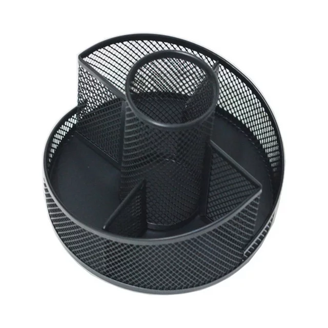 Metal Mesh 360-Degree Rotating Desk Organizers With 5 Compartments - Image 4