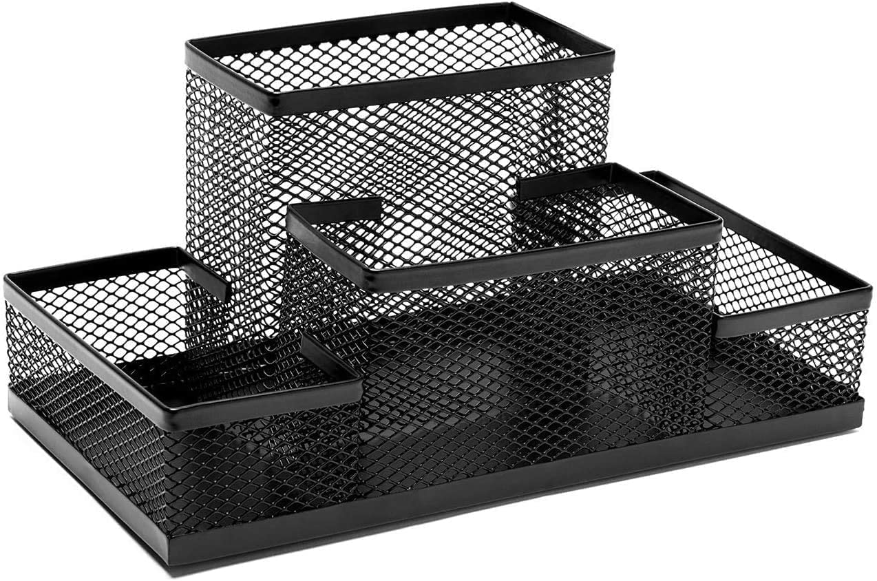 Metal Mesh Stationery Desk Organizer 4 Compartment - Image 2