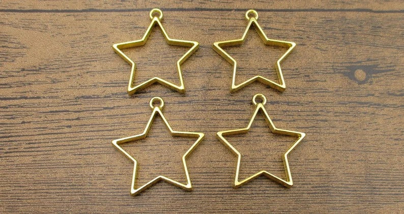 Metal Star shape bezel Pendant Charm, UV Resin, DIY Customize Art & Craft 1pc - Image 2