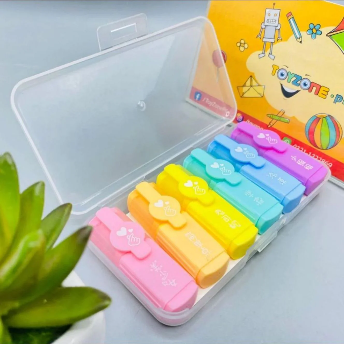 Mini Highlighter Set 6-Piece with Portable Storage Case - Image 3