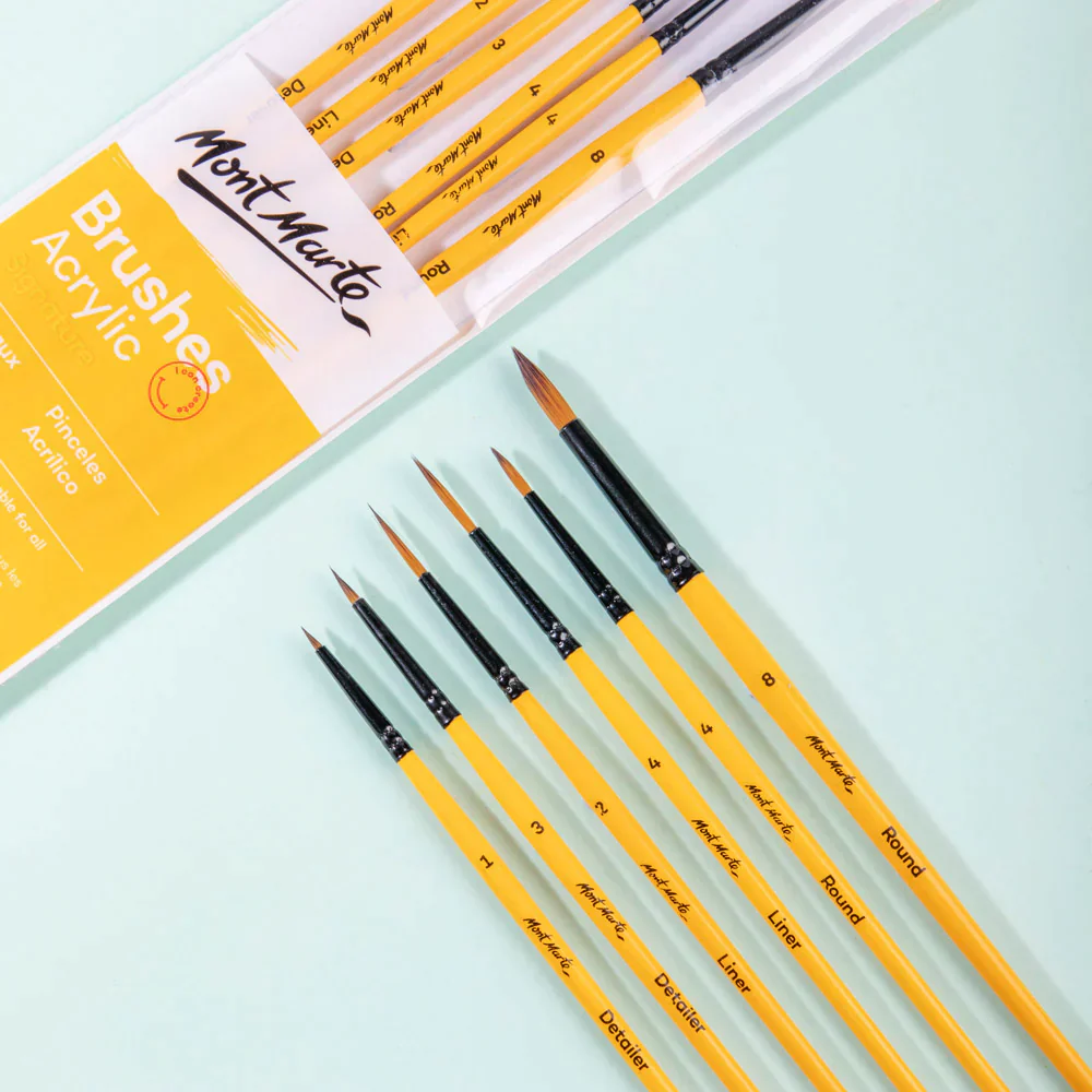 Mont Marte Gallery Series Acrylic Brush Set Of 6 - Image 4