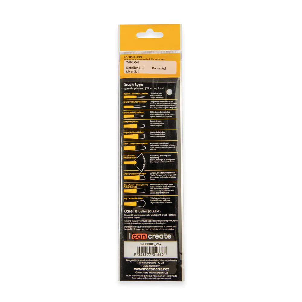 Mont Marte Gallery Series Acrylic Brush Set Of 6 - Image 9